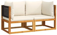 vidaXL Gartensofas-Ecke mit Kissen 2 Stk. Holz Akazie & Rattan