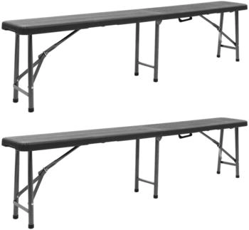 furnicato Klappbare 2 Stk. 180 cm HDPE Schwarz