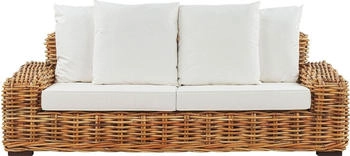 Beliani Gartensofa Naturfarben Beige Weiss 94x218x67