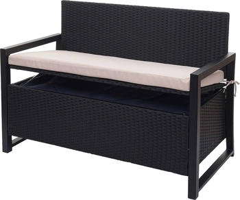 MCW Poly-Rattan 2er Sitzbank F39 anthrazit Kissen beige