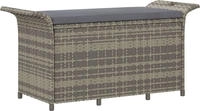 vidaXL Gartenbank mit Kissen Grau 116x46x57 cm Poly Rattan