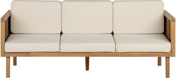 Beliani Gartensofa 65x179x76cm Heller Holzfarbton Beige