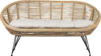 Beliani Gartensofa 64x165x87cm Naturfarben Schwarz Beige