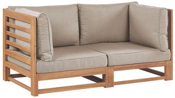 Beliani Gartensofa 75x150x72cm Heller Holzfarbton Grau Beige