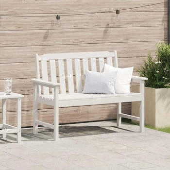 vidaXL Gartenbank mit Kissen 120 x 59 x 88cm HDPE Weiß (42006601)