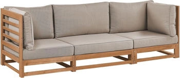 Beliani Gartensofa 75x235x72cm Heller Holzfarbton Grau Beige