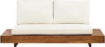Beliani Gartensofa 68x167x70cm Weiß Heller Holzfarbton