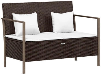 furnicato 2-Sitzer mit Kissen Poly Rattan Braun