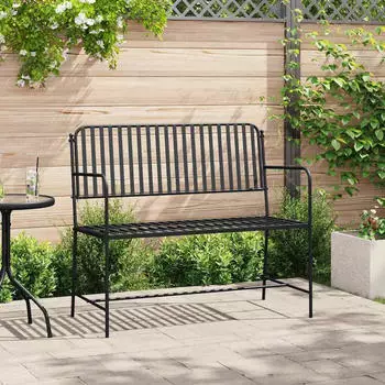 vidaXL Gartenbank 104 x 54 x 93cm Stahl Schwarz (42008117)