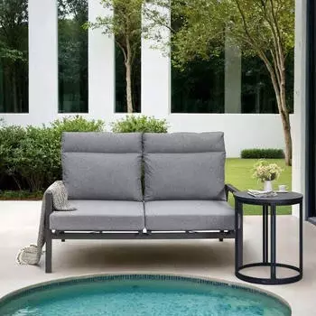 OUTLIV. Perth Gartenloungesofa verstellbar Aluminium/Polyester Dunkelgrau Hellgrau (239725)