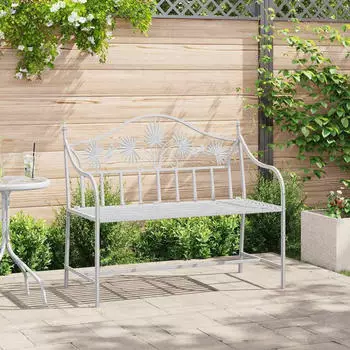 vidaXL Gartenbank 104 x 54 x 93cm Stahl Weiß (42008114)