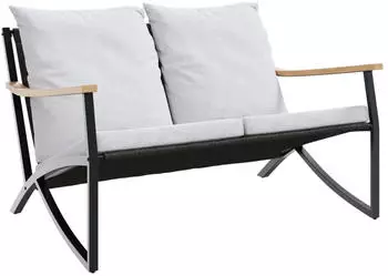 vidaXL Gartenbank mit Kissen 120 cm Stahl Schwarz (4009306)