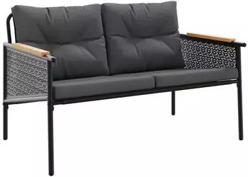 vidaXL Gartenbank mit Kissen 116 cm Stahl Schwarz (4009303)