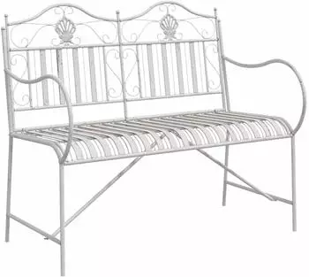 vidaXL Gartenbank 104 x 54 x 93cm Stahl Weiß (42008118)