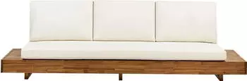 Beliani Gartensofa 68x230x70cm Heller Holzfarbton Weiss