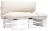 vidaXL Outdoor-Sofa Paletten mit Kissen in Sandfarben Kiefernholz