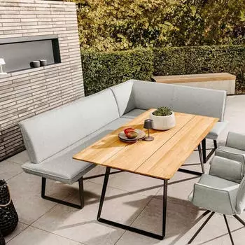 Niehoff Elba Diningsofa Stahl/Olefin Natur Dunkelgrau (G677-544-160)