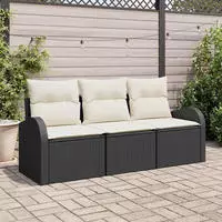 vidaXL Gartensofa-set Schwarz Poly-Rattan
