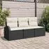 vidaXL Garten-Sofa-Set 3-teilig mit Kissen Poly-Rattan Schwarz (3345897)