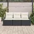vidaXL Garten-Sofa-Set 3-teilig mit Kissen Poly-Rattan Schwarz (3345897)