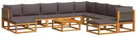 vidaXL 11-tlg. Gartensofa-Set mit Kissen Holz Akazie & Seil