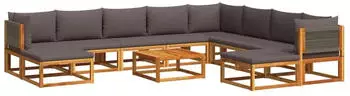 vidaXL 11-tlg. Gartensofa-Set mit Kissen Holz Akazie & Seil (3278837)