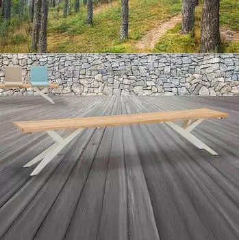 Musterring Gartenbank Skagen 220cm Edelstahl/Teak Natur