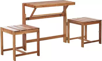 Beliani Gartenbank Heller Holzfarbton