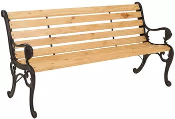 MCW Gartenbank Holz 164x78x35 cm Schwarz/Beige (800000998450)