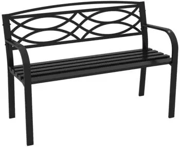 Costway Gartenbank 2-Sitzer Metall mit R&uuml;ckenlehne & Armlehnen, 300kg, 116x49x83cm (ZB34431PW)