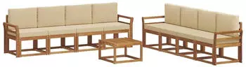 vidaXL Outdoor-Sofagarnitur 9-tlg. Akazienholz Natur/Beige (3366186)