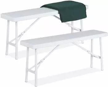 Relaxdays Bierbank 2er Set, faltbar, Kunststoff, 42x100x25cm, Weiß (10035748)