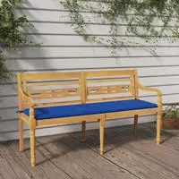 vidaXL Batavia-Bank mit K&ouml;nigsblauem Kissen 150 cm Massivholz Teak