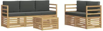 vidaXL Gartenlounge-Set Massivholz Akazie, 6-tlg. (3391377)