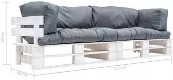 vidaXL Garten-Palettensofa-Set 2-tlg. Kiefernholz Kissen Grau (277385)