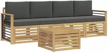 vidaXL Gartenlounge-Set Massivholz Akazie, 5-tlg. (3391367)