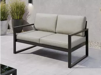 Beautysofa Stella Gartensofa 2-Sitzer, wasserabweisender Stoff, Metallrahmen, Beige (Patio Base 08)