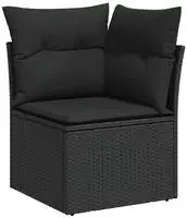 vidaXL Gartensofa-set mit Kissen 9 pcs Schwarz Poly Rattan