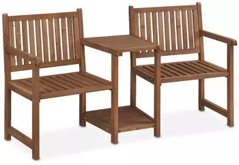 Relaxdays Gartenbank 2-Sitzer Tannenholz mit Ablage (10038648_0)