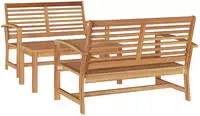 vidaXL Gartensofa-set 3 pcs Natur Massivholz Teak
