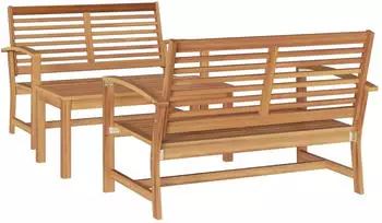 vidaXL Garten-Sofa-Set 3-tlg., Teak-Massivholz (3356855)