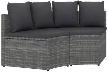vidaXL 2-tlg. Garten-Sofagarnitur mit Auflagen Poly Rattan Grau (310468)