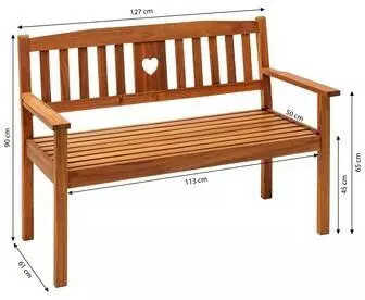 Dehner Gartenbank Heart 2-Sitzer, Akazienholz FSC&reg;, braun, 127x90x61cm