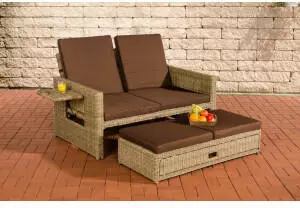 CLP Ancona 2-Sitzer Gartensofa Polyrattan 5mm, natur/terrabraun