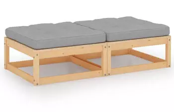 vidaXL Garten-Fu&szlig;hocker mit Kissen 2 Stk. Massivholz Kiefer (3076279)