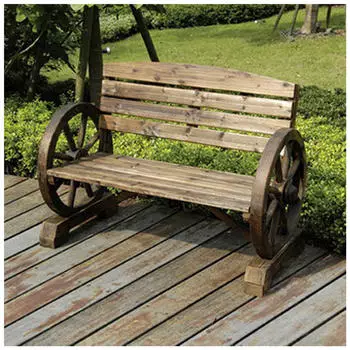 HTI-Living Gartenbank mit Wagenr&auml;dern als Armst&uuml;tze Natur