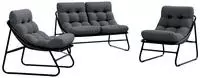 vidaXL gartenm&ouml;bel mit Kissen 3 pcs Schwarz Pulverbeschichteter Stahl