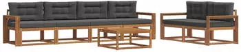 vidaXL Outdoor-Sofagarnitur mit Kissen 7-tlg., Natur/Anthrazit (3367235)