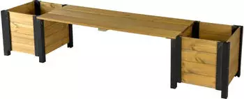 Dobar Svenja Gartenbank mit Blumenk&auml;sten, Schafswolle, Fichtenholz, Schwarz-Braun (29110FSCe)