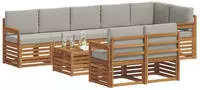 vidaXL Sofagarnituren 9 pcs Nat&uuml;rlich und Hellgrau Massivholz Akazie